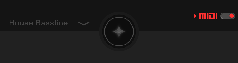 Picture of the NEA midi input button and activity led.